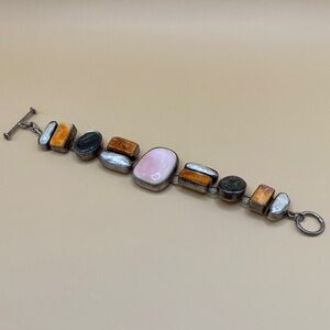 Multicolor Stone Bracelet with Sterling Silver Accents